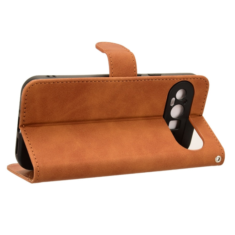 For Google Pixel 9 Pro Skin Feel Magnetic Flip Leather Phone Case(Brown) by buy2fix