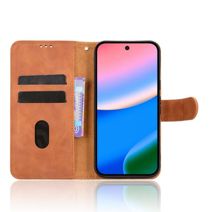 For Google Pixel 10 Pro XL 5G Skin Feel Magnetic Flip Leather Phone Case(Brown) - Google Cases by buy2fix | Online Shopping UK | buy2fix