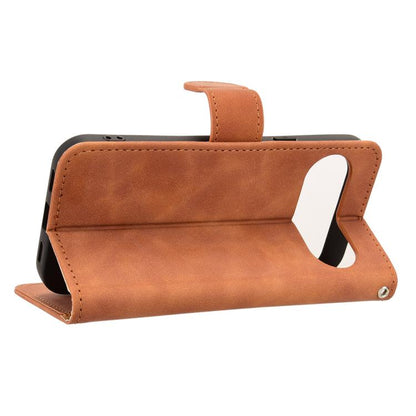 For Google Pixel 10 Pro XL 5G Skin Feel Magnetic Flip Leather Phone Case(Brown) - Google Cases by buy2fix | Online Shopping UK | buy2fix