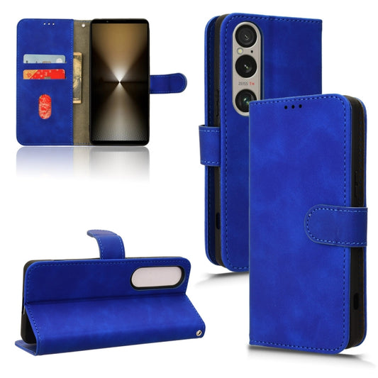 For Sony Xperia 1 VI 2024 Skin Feel Magnetic Flip Leather Phone Case(Blue) by buy2fix