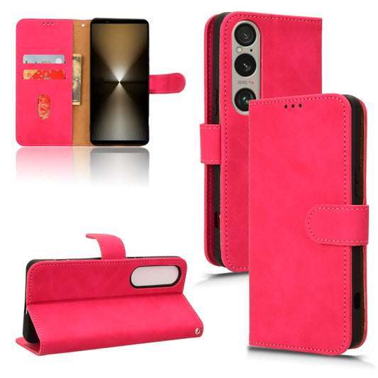 For Sony Xperia 1 VI 2024 Skin Feel Magnetic Flip Leather Phone Case(Rose Red) by buy2fix