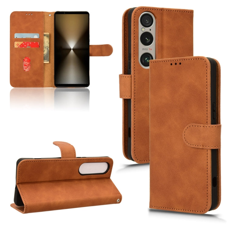 For Sony Xperia 1 VI 2024 Skin Feel Magnetic Flip Leather Phone Case(Brown) by buy2fix