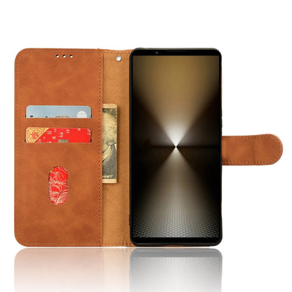 For Sony Xperia 1 VI 2024 Skin Feel Magnetic Flip Leather Phone Case(Brown) by buy2fix