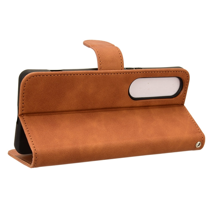 For Sony Xperia 1 VI 2024 Skin Feel Magnetic Flip Leather Phone Case(Brown) by buy2fix