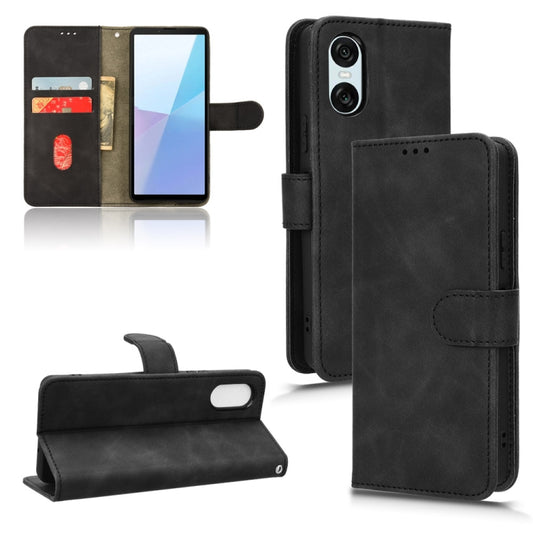 For Sony Xperia 10 VI 2024 Skin Feel Magnetic Flip Leather Phone Case(Black) by buy2fix