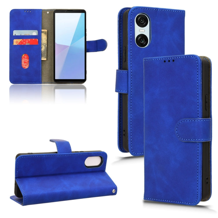 For Sony Xperia 10 VI 2024 Skin Feel Magnetic Flip Leather Phone Case(Blue) by buy2fix