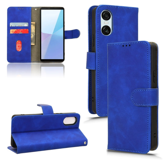 For Sony Xperia 10 VI 2024 Skin Feel Magnetic Flip Leather Phone Case(Blue) by buy2fix