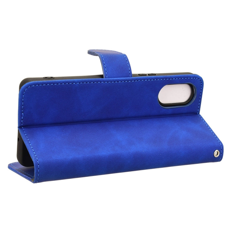 For Sony Xperia 10 VI 2024 Skin Feel Magnetic Flip Leather Phone Case(Blue) by buy2fix