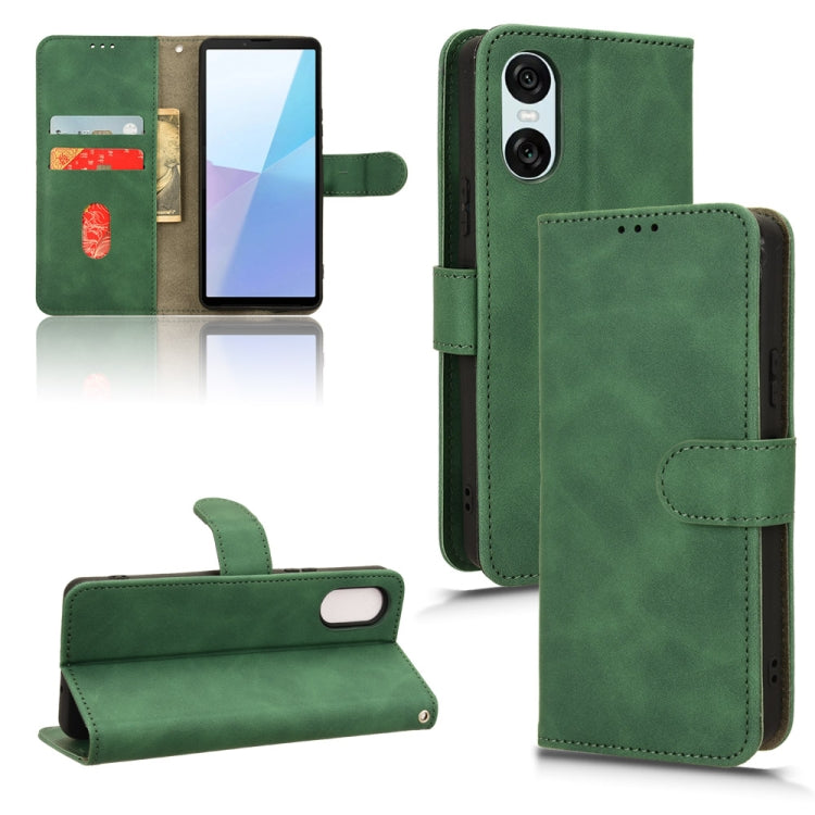 For Sony Xperia 10 VI 2024 Skin Feel Magnetic Flip Leather Phone Case(Green) by buy2fix