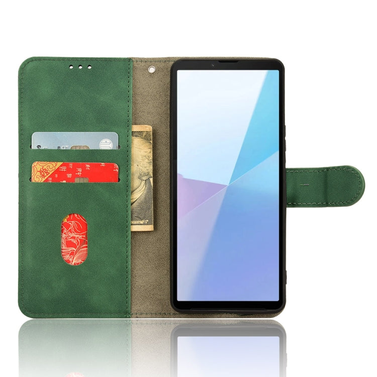 For Sony Xperia 10 VI 2024 Skin Feel Magnetic Flip Leather Phone Case(Green) by buy2fix