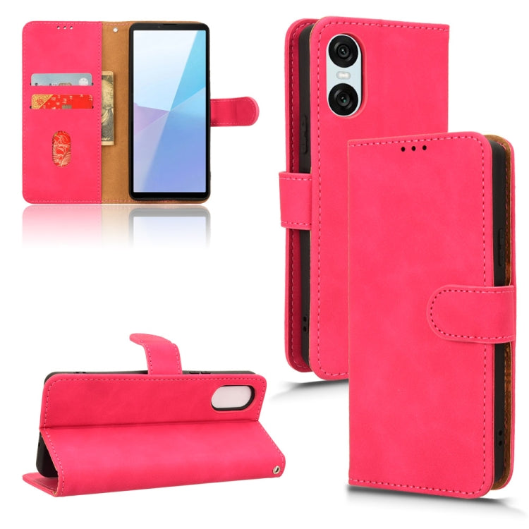 For Sony Xperia 10 VI 2024 Skin Feel Magnetic Flip Leather Phone Case(Rose Red) by buy2fix