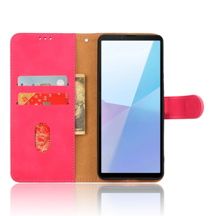 For Sony Xperia 10 VI 2024 Skin Feel Magnetic Flip Leather Phone Case(Rose Red) by buy2fix