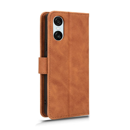 For Sony Xperia 10 VI 2024 Skin Feel Magnetic Flip Leather Phone Case(Brown) by buy2fix