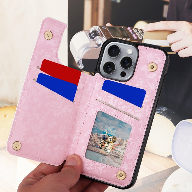 For iPhone 16 Pro Max Printed Double Buckle RFID Anti-theft Phone Case(Pastoral Rose) by buy2fix