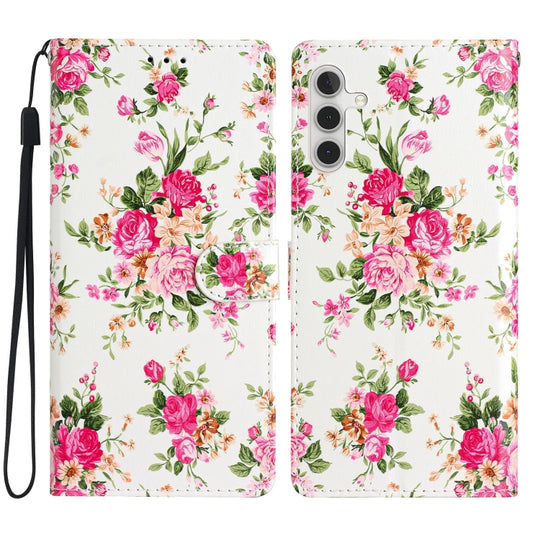 For Samsung Galaxy A36 5G Colored Drawing Leather Phone Case(Peonies)