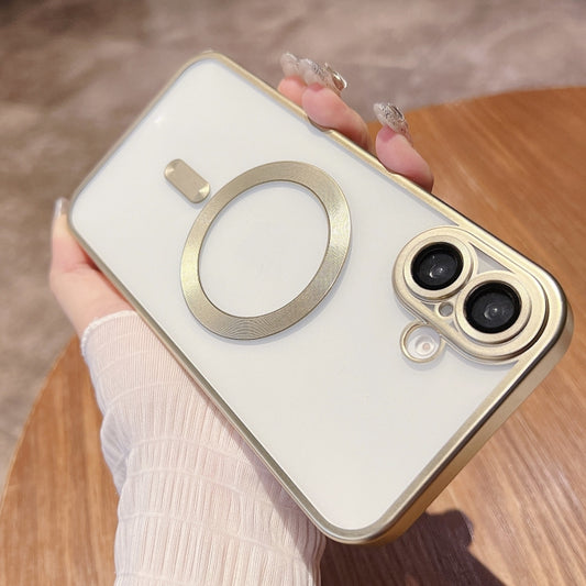 For iPhone 16 MagSafe Magnetic Frosted TPU Phone Case(Gold) by buy2fix