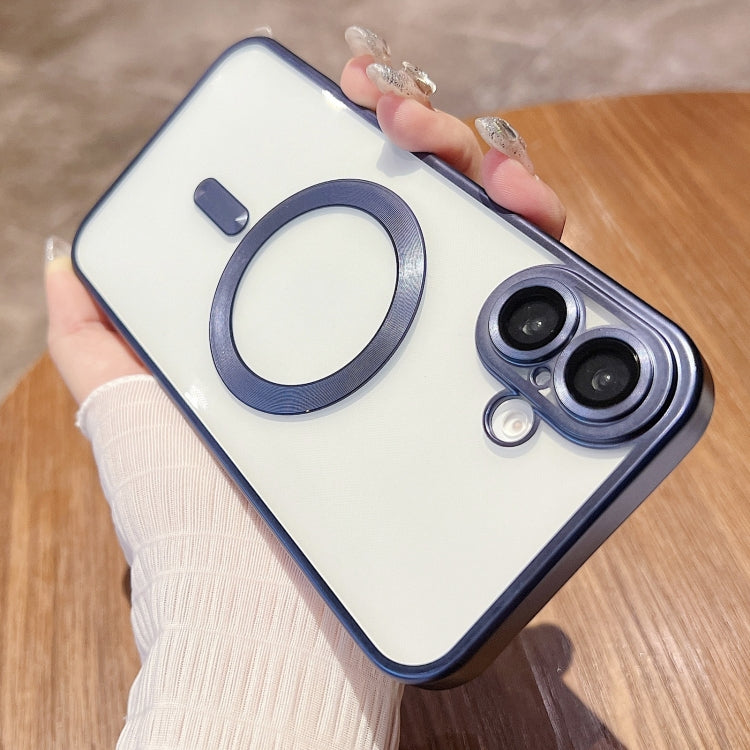 For iPhone 16 MagSafe Magnetic Frosted TPU Phone Case(Dark Blue) by buy2fix