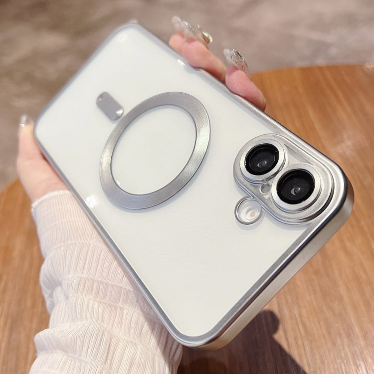 For iPhone 16 MagSafe Magnetic Frosted TPU Phone Case(Silver) by buy2fix