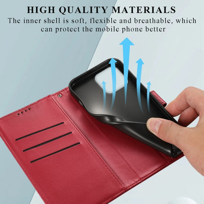 For iPhone 16 Pro Max PU Genuine Leather Texture Embossed Line Phone Case(Red) by buy2fix