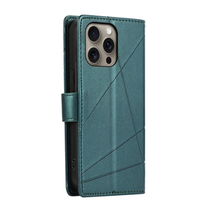 For iPhone 16 Pro Max PU Genuine Leather Texture Embossed Line Phone Case(Green) by buy2fix