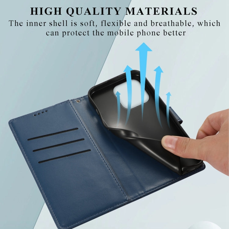 For iPhone 16 Pro PU Genuine Leather Texture Embossed Line Phone Case(Blue) by buy2fix