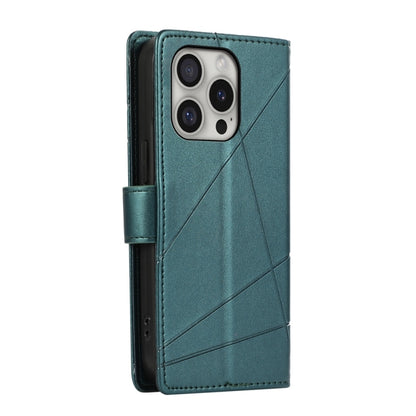 For iPhone 16 Pro PU Genuine Leather Texture Embossed Line Phone Case(Green) by buy2fix