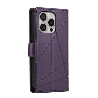 For iPhone 16 Pro PU Genuine Leather Texture Embossed Line Phone Case(Purple) by buy2fix