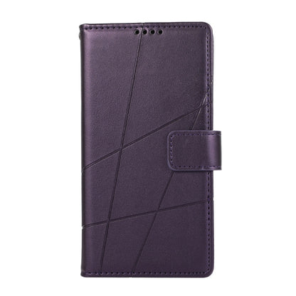 For iPhone 16 Plus PU Genuine Leather Texture Embossed Line Phone Case(Purple) - iPhone 16 Plus Cases by buy2fix | Online Shopping UK | buy2fix