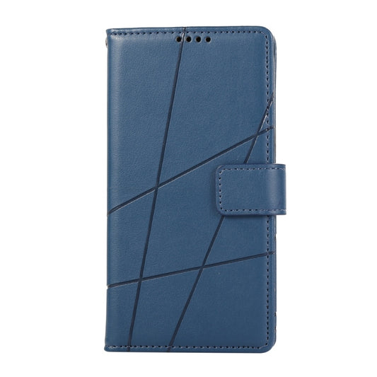 For iPhone 16 PU Genuine Leather Texture Embossed Line Phone Case(Blue) - iPhone 16 Cases by buy2fix | Online Shopping UK | buy2fix