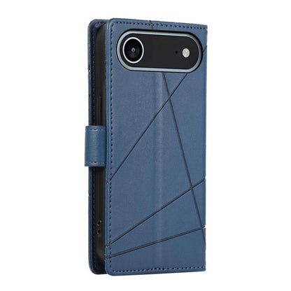 For iPhone Air PU Genuine Leather Texture Embossed Line Phone Case(Blue) - iPhone Air Cases by buy2fix | Online Shopping UK | buy2fix