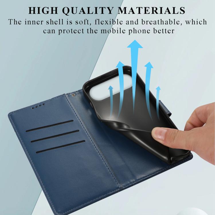 For iPhone Air PU Genuine Leather Texture Embossed Line Phone Case(Blue) - iPhone Air Cases by buy2fix | Online Shopping UK | buy2fix