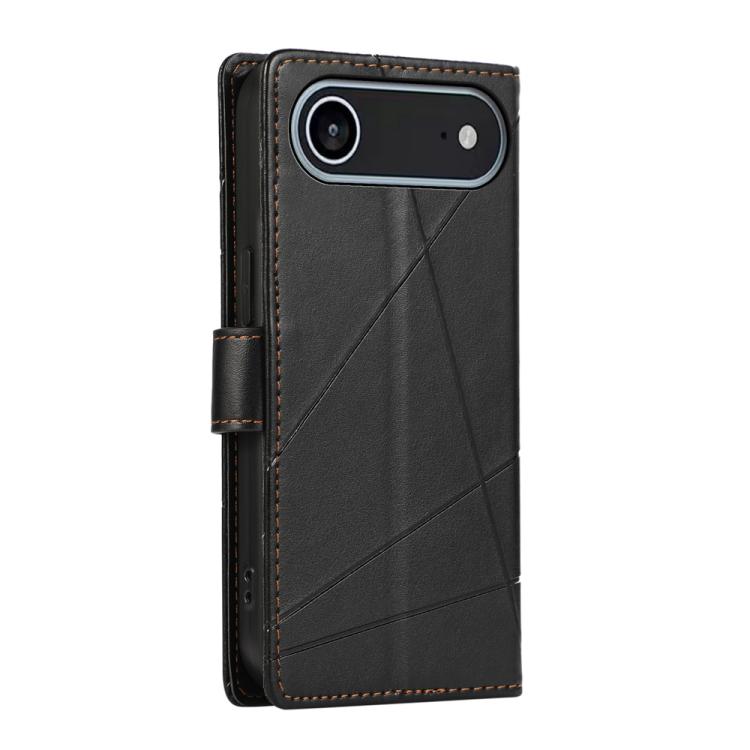 For iPhone Air PU Genuine Leather Texture Embossed Line Phone Case(Black) - iPhone Air Cases by buy2fix | Online Shopping UK | buy2fix