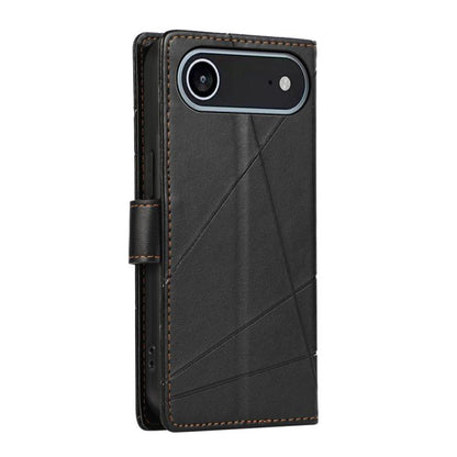 For iPhone Air PU Genuine Leather Texture Embossed Line Phone Case(Black) - iPhone Air Cases by buy2fix | Online Shopping UK | buy2fix
