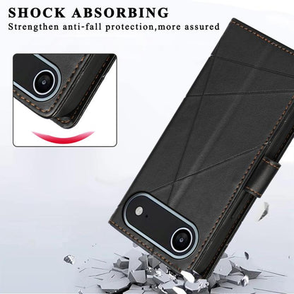 For iPhone Air PU Genuine Leather Texture Embossed Line Phone Case(Black) - iPhone Air Cases by buy2fix | Online Shopping UK | buy2fix
