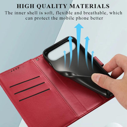 For iPhone Air PU Genuine Leather Texture Embossed Line Phone Case(Red) - iPhone Air Cases by buy2fix | Online Shopping UK | buy2fix