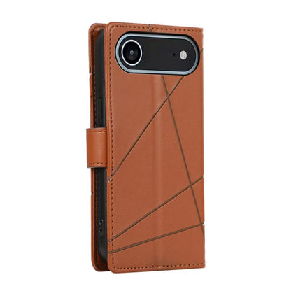 For iPhone Air PU Genuine Leather Texture Embossed Line Phone Case(Brown) - iPhone Air Cases by buy2fix | Online Shopping UK | buy2fix