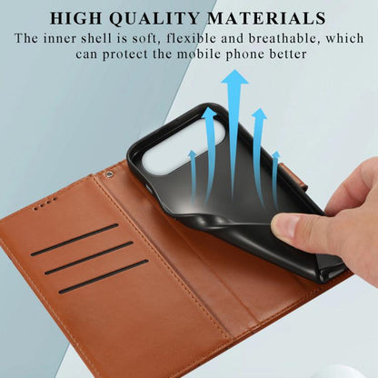 For iPhone Air PU Genuine Leather Texture Embossed Line Phone Case(Brown) - iPhone Air Cases by buy2fix | Online Shopping UK | buy2fix