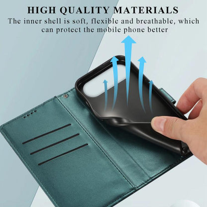 For iPhone Air PU Genuine Leather Texture Embossed Line Phone Case(Green) - iPhone Air Cases by buy2fix | Online Shopping UK | buy2fix