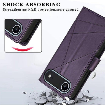 For iPhone Air PU Genuine Leather Texture Embossed Line Phone Case(Purple) - iPhone Air Cases by buy2fix | Online Shopping UK | buy2fix