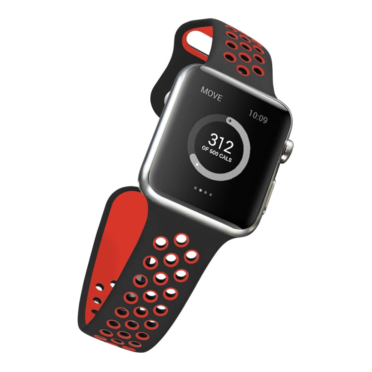 For Apple Watch Series 7 41mm / 6 & SE & 5 & 4 40mm / 3 & 2 & 1 38mm Sport Silicone Watch Band Standard Edition(Black Red) by buy2fix