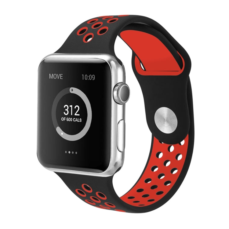 For Apple Watch Series 7 41mm / 6 & SE & 5 & 4 40mm / 3 & 2 & 1 38mm Sport Silicone Watch Band Standard Edition(Black Red) by buy2fix