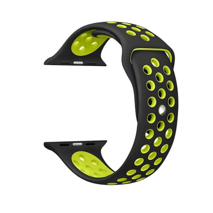 For Apple Watch Series 7 41mm / 6 & SE & 5 & 4 40mm / 3 & 2 & 1 38mm Sport Silicone Watch Band Standard Edition(Black Yellow) by buy2fix