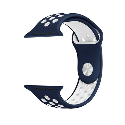 For Apple Watch Series 7 41mm / 6 & SE & 5 & 4 40mm / 3 & 2 & 1 38mm Sport Silicone Watch Band Standard Edition(Dark Blue White) by buy2fix