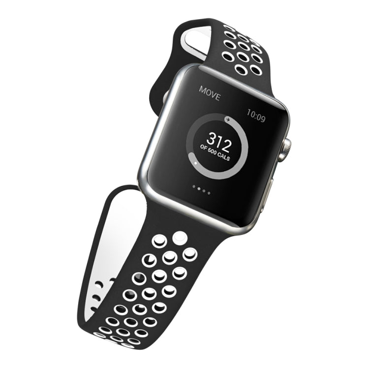 For Apple Watch Series 7 41mm / 6 & SE & 5 & 4 40mm / 3 & 2 & 1 38mm Sport Silicone Watch Band Standard Edition(Black White) by buy2fix