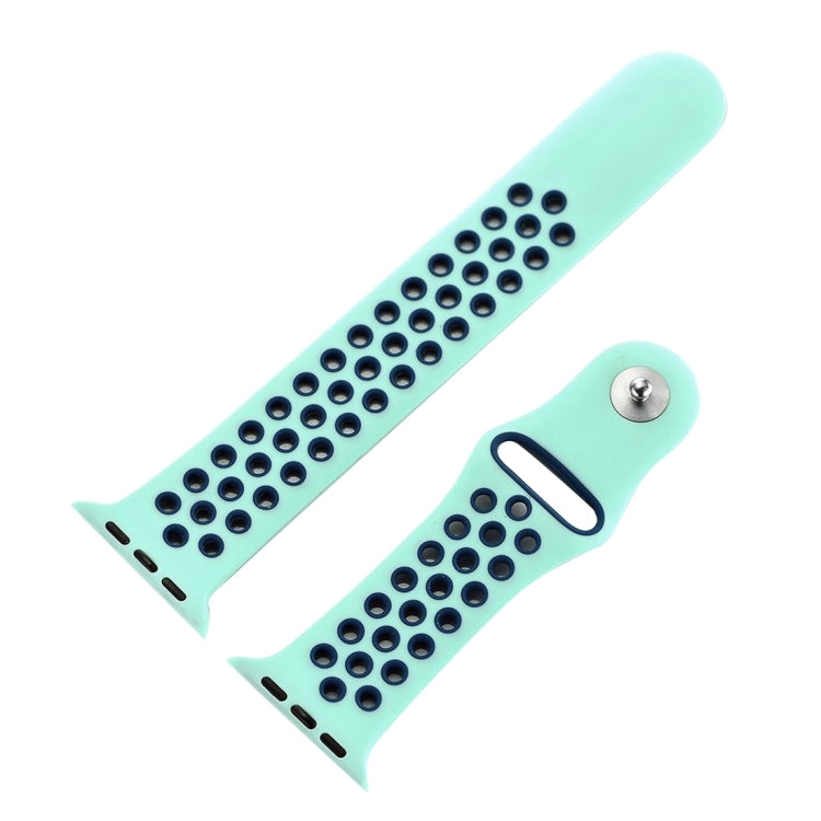 For Apple Watch Series 7 41mm / 6 & SE & 5 & 4 40mm / 3 & 2 & 1 38mm Sport Silicone Watch Band Standard Edition(Green Blue) by buy2fix