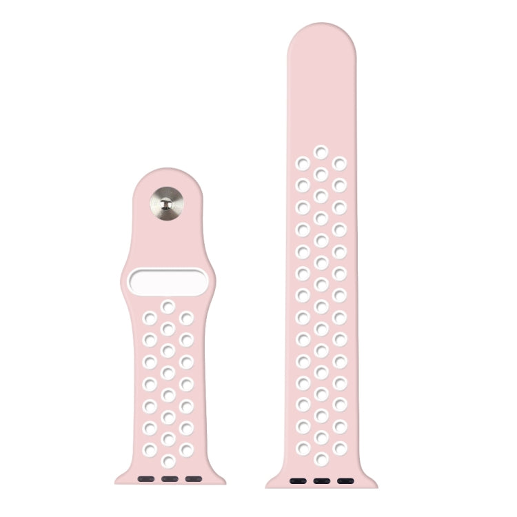 For Apple Watch Ultra 49mm&Watch Ultra 2 49mm / Series 9&8&7 45mm / SE 3&SE 2&6&SE&5&4 44mm / 3&2&1 42mm Sport Silicone Watch Band Standard Edition(Pink White) by buy2fix
