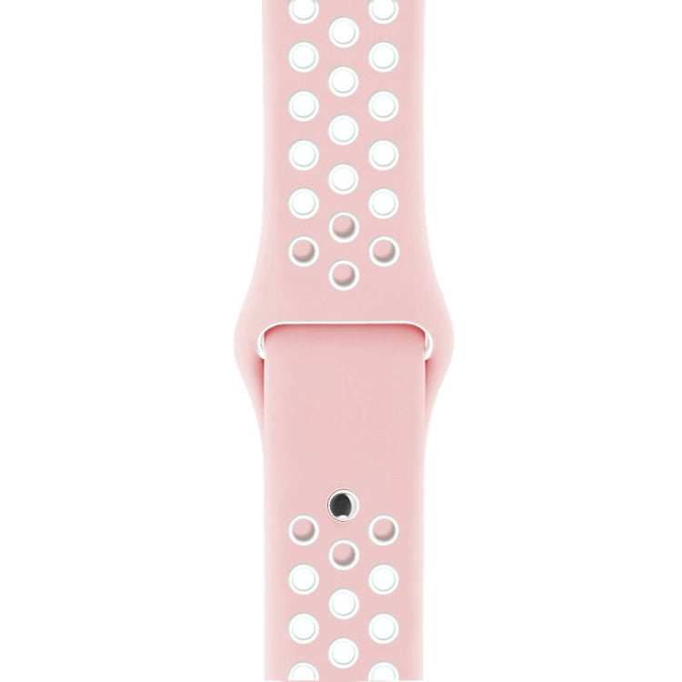 For Apple Watch Ultra 49mm&Watch Ultra 2 49mm / Series 9&8&7 45mm / SE 3&SE 2&6&SE&5&4 44mm / 3&2&1 42mm Sport Silicone Watch Band Standard Edition(Pink White) by buy2fix