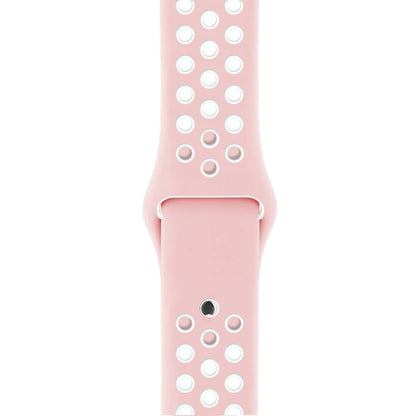 For Apple Watch Ultra 49mm&Watch Ultra 2 49mm / Series 9&8&7 45mm / SE 3&SE 2&6&SE&5&4 44mm / 3&2&1 42mm Sport Silicone Watch Band Standard Edition(Pink White) by buy2fix