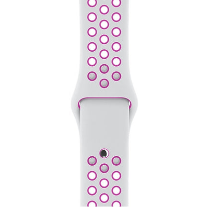 For Apple Watch Ultra 49mm&Watch Ultra 2 49mm / Series 9&8&7 45mm / SE 3&SE 2&6&SE&5&4 44mm / 3&2&1 42mm Sport Silicone Watch Band Standard Edition(White Purple) by buy2fix