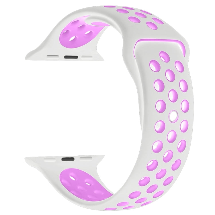 For Apple Watch Ultra 49mm&Watch Ultra 2 49mm / Series 9&8&7 45mm / SE 3&SE 2&6&SE&5&4 44mm / 3&2&1 42mm Sport Silicone Watch Band Standard Edition(White Purple) by buy2fix